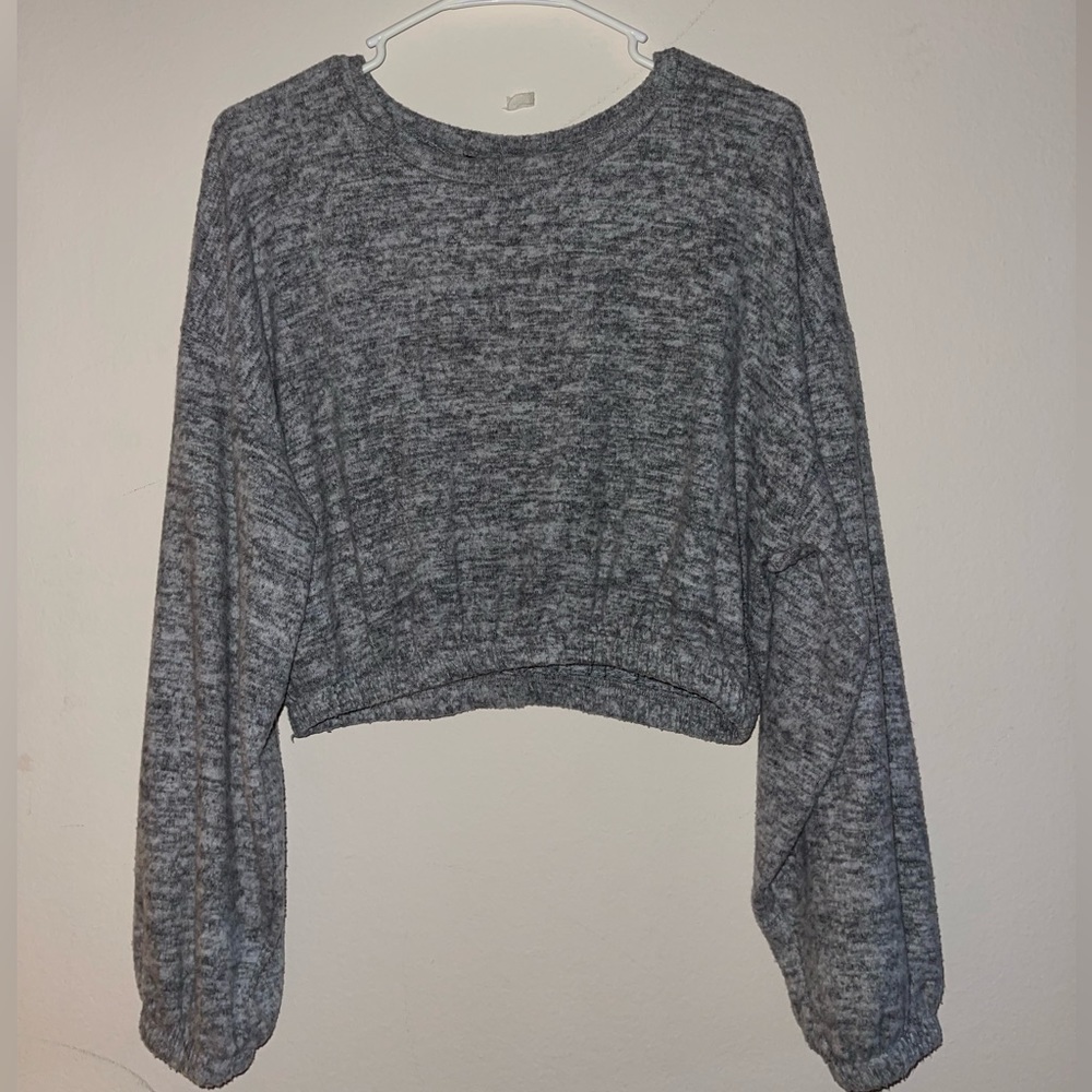 Long Sleeve Gray Crop Top